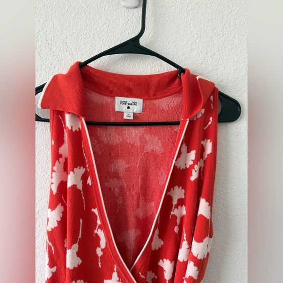 Orange and White Halter Wrap Dress - Picture 3 of 13